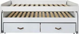 Muemue Cama Compacta 2 Camas + 2 Cajones Individuales + Colchones Blanca 105x200cm