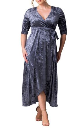 Kiyonna Cara Crushed Velvet Wrap Gown in Deep Frost at Nordstrom, Size 3X