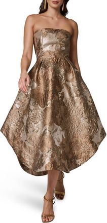 DKNY Metallic Jacquard Strapless Gown in Umbria Multi at Nordstrom, Size 14