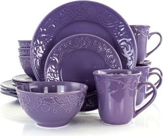 Elama Lilac Fields 16-Piece Dinnerware Set in Purple at Nordstrom