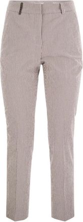 PESERICO Seersucker Cotton Cigarette Trousers