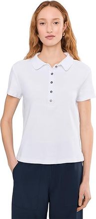 Mod-o-doc Short Sleeve Boxy Polo T-Shirts Womens Clothing White Halo : LG (US 12-14), Cotton