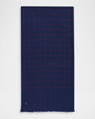 Anderson & Sheppard Men & apos;s Hairline Windowpane Check Cashmere Scarf