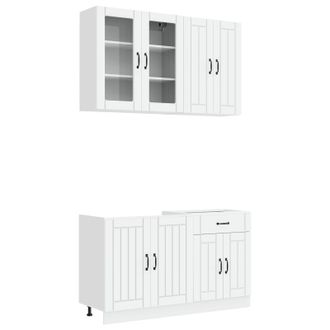vidaXL Unidad De Cocina Lucca 4 Uds. Blanco Madera De Ingenier&iacute;a Vidaxl