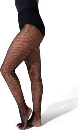 Capezio All-Over Rhinestone Fishnet Tight in Black at Nordstrom, Size Large/x-Large