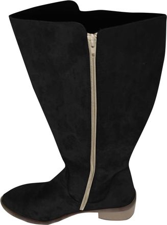 Generic Women Knee High Boots Slouchy Knee High Flats Suede Slouchy Boot Suede Slip on Side Zippers Thigh High Booties Wide Calf Long Boots Winter Ladies Fash