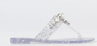 Casadei Sandalo ad infradito in pvc glitter con strass e perle sintetiche