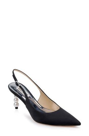 Badgley Mischka Beatrix Slingback Pointed Toe Pump in Black Crepe at Nordstrom Rack, Size 7.5