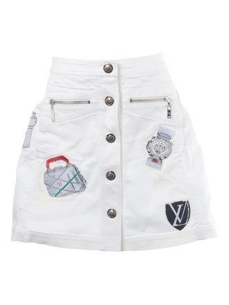 Louis Vuitton 2018 appliqu&eacute; button-down skirt - White