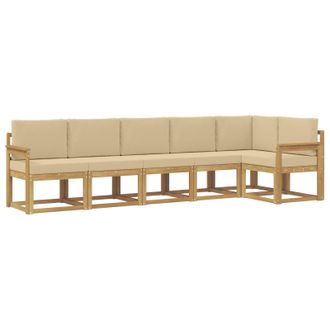vidaXL Conjunto De Sof&aacute;s De Exterior Con Coj&iacute;n 6 Pcs Y Beige Poli&eacute;ster Vidaxl