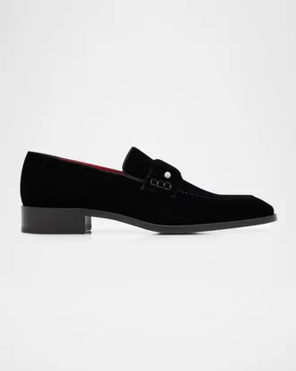 Christian Louboutin Men & apos;s Chambelimoc Night Strass Velvet Loafers