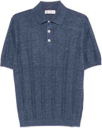 Brunello Cucinelli Linen And Cotton Wide Rib Knit Polo