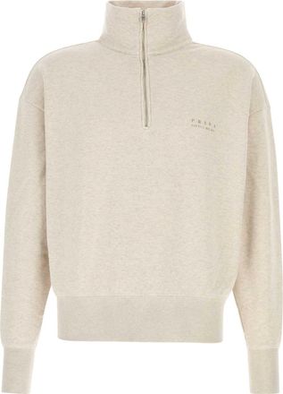 Prada Mens Melange Sand Cotton Sweatshirt - Ivory - Size X-Large