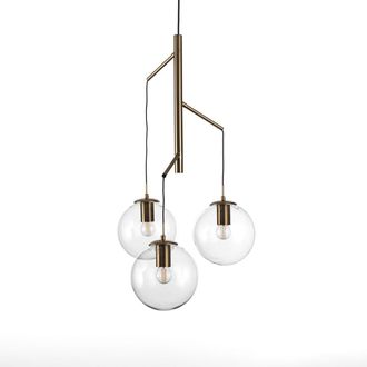 Oresteluchetta Lámpara de araña de cristal y acero dorado cm. Al.77 ø.38