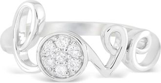 Luxury Bazaar Anello Love in oro bianco 14 carati con diamanti - Argento