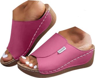 Generic Womens Sandals & Slides Ladies Slippers Comfortable Heel Stand Summer Fashion Flat Platform Thick Bottom Sandals for Women Fish Mouth Hard Bottom Beac