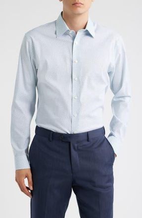 Nordstrom Trim Fit Premium Performance Dress Shirt in Blue Petal Geo at Nordstrom Rack, Size 16 - 34/35