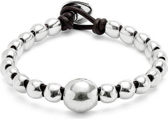 UNOde50 Leather Bracelet with a Large Bead in Silver at Nordstrom, Size Medium
