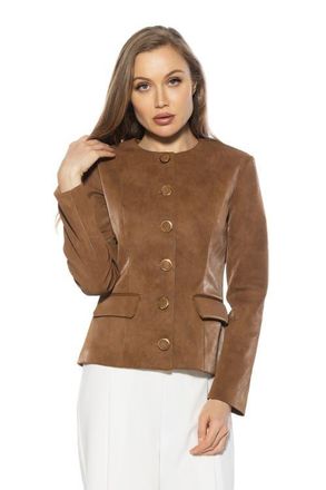 Alexia Admor Brivan Crewneck Classic Blazer in Camel at Nordstrom, Size 12