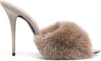 Saint Laurent 105mm LA 16 suede sandals - women - Calf Leather/Calf Leather/Fabric/Fabric - 36 - Grey