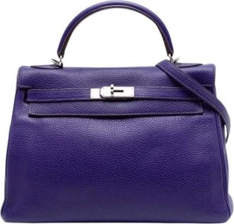 Herm&egrave;s Pre-owned Kelly 35 - Dames - Vintage Handtas - Paars - ONE Size - Leer - Vintage
