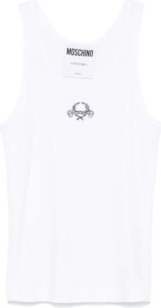 Moschino Tops, Heren, Wit, L, Witte Mouwloze Top met Ronde Hals