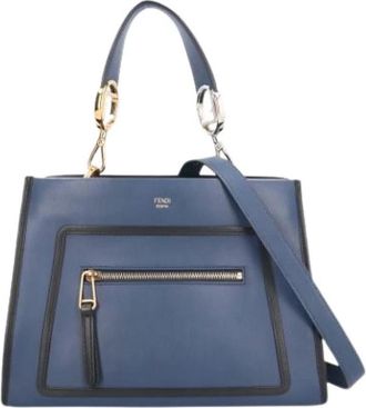 Fendi Pre-owned Leather Handbag - Dames - Vintage Handtas - Blauw - ONE Size - Leer - Vintage