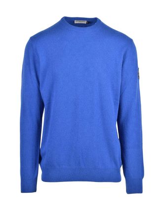 Roy Rogers Blue Wool-Blend Fine-Knit Crewneck Sweater