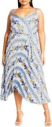 City Chic Amelia Floral Pleated Handkerchief Hem Dress in Garden Party at Nordstrom Rack, Size 12W