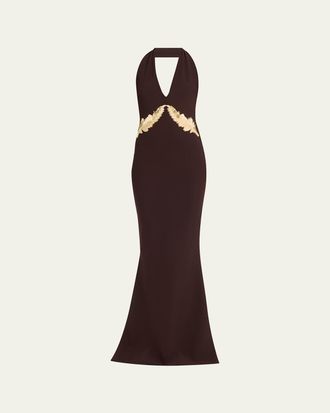 La Petite Robe Di Chiara Boni Yanar Beaded Mermaid Halter Gown