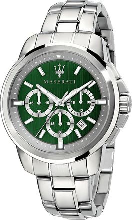 Maserati R8873621017 Successo Mens Chronograph Watch with Green Dial - Silver Stainless Steel - One Size