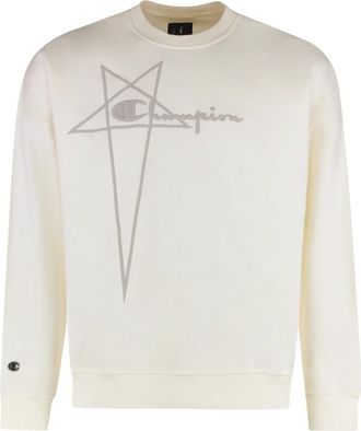 Rick Owens Katoenen Sweatshirt met Ronde Hals - Heren - Sweatshirts - Beige - L - Katoen - Hoodies & sweatvesten