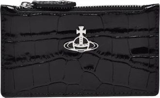 Vivienne Westwood Black Leather Crocodile Card Holder