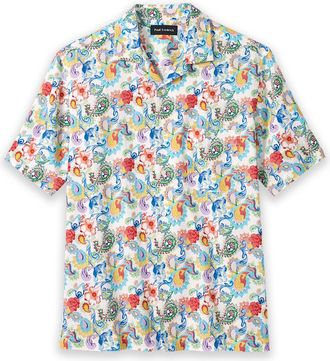 Paul Fredrick Slim Fit Linen Blend Paisley Casual Shirt