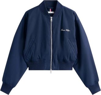 Tommy Hilfiger Nylon Reg Cropped Bo - Dames - Bomber jackets - Blauw - L - Nylon - Jassen