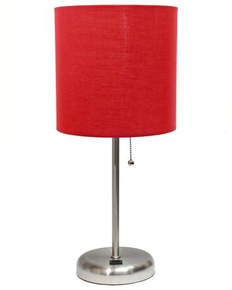 Lalia Home 19.5In Stick Table Desk Lamp With Usb Charging Port, Drum Shade & Led Bulb Included
