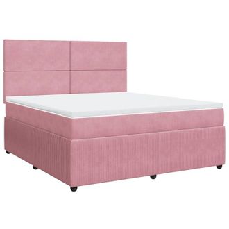 vidaXL Cama Box Spring Con Colch&oacute;n Terciopelo Rosa 180x200 Cm