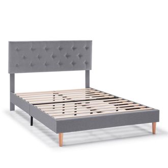 HOMN Estructura de cama tapizada de 30 cm, 140x190 cm, gris oscuro
