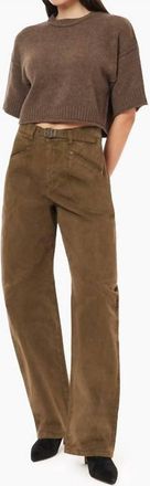Habitual Gwen Utility Relaxed Bowed Slouch Pants In Dark Moss