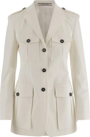Tagliatore Stretch Katoenen Jas - Dames - Blazers - Wit - XS - Katoen - Jassen