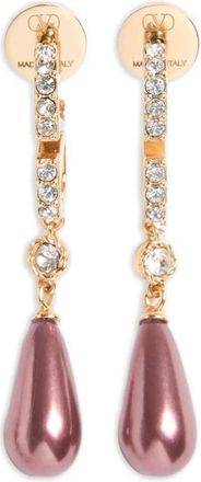 Valentino Garavani Druppelvormige Oorhangers met Glazen Parels - Dames - Oorbellen - Geel - ONE Size - Accessoires