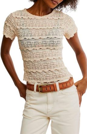 Free People Angelina Mixed Lace Top in Tea at Nordstrom, Size X-Large