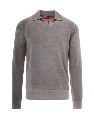 Diesel Sandy Beige Lawrence Ribbed Cotton Polo Shirt