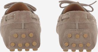 Tod's Womens Suede Leather Loafers Beige Calfskin