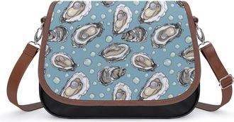 Generic Oysters And Pearls Crossbody Bag Womens Handbag PU Message Bags Shoulder Purse with Adjustable Strap