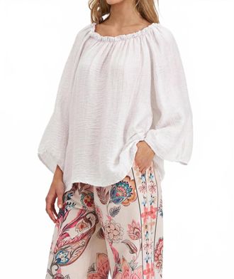 M Made in Italy Woven Tunic Top In White