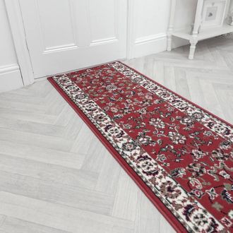 Runrug Hallway Carpet Runner Rug - Soft & Comfy, 9mm - Traditional in Red | Size: 70 cm x 390 cm