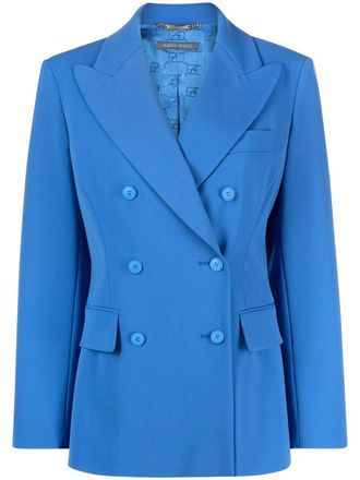 Alberta Ferretti peak-lapels double-breasted blazer - women - Polyester/Virgin Wool/Elastane - 40 - Blue