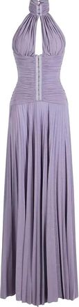 Elisabetta Franchi Geplooide maxi-halterjurk - Paars