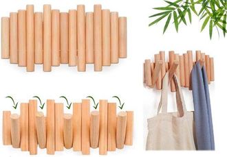 No Brand Percha Resistente A Los Impactos, Percha De Madera, Para Colgar Abrigos, Paraguas, Acabado En Madera, Percha De Madera Maciza Resistente A Los Impacto